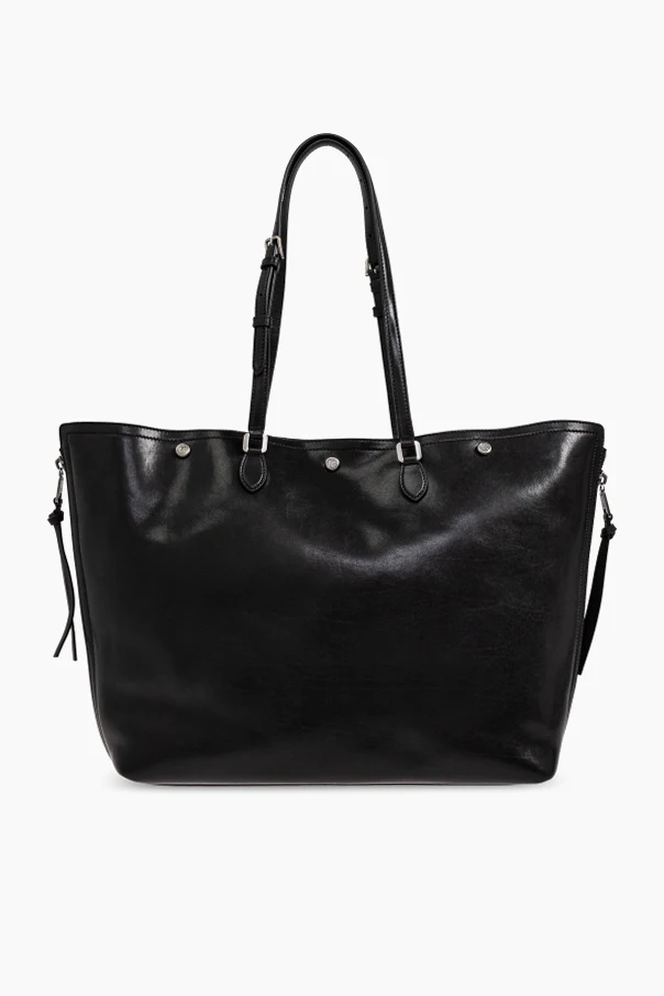 BLACK Leather "shopper" bag