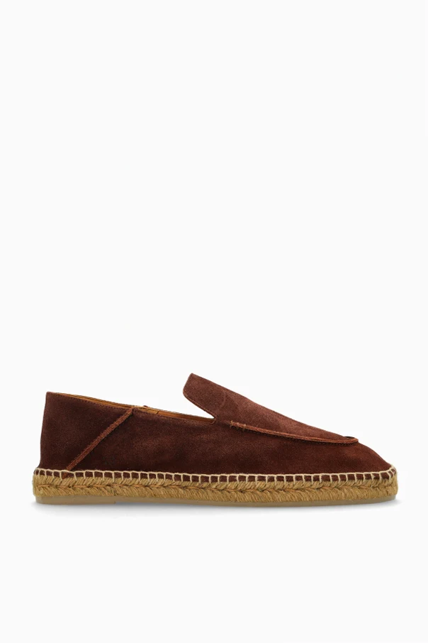 BRĄZOWY Skórzane espadryle