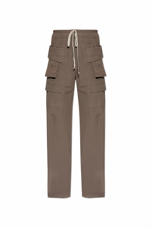BRĄZOWY Spodnie typu ‘Cargo’ z szerokimi nogawkami
