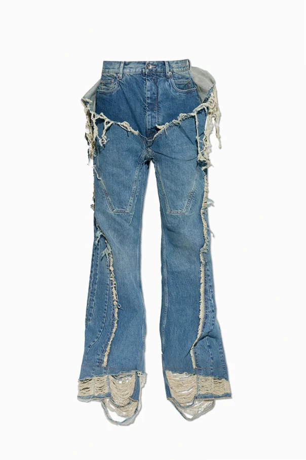 NIEBIESKI Jeansy z efektem vintage