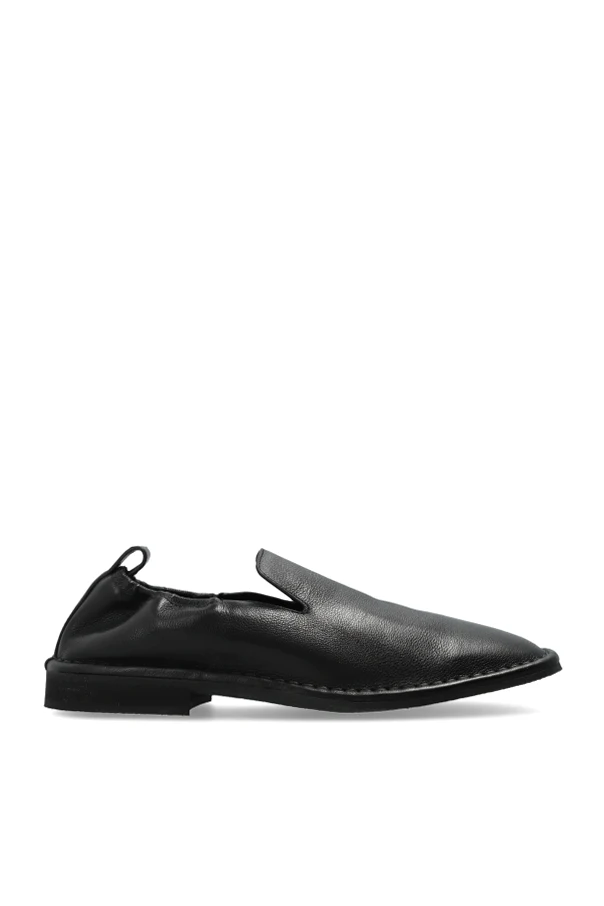 CZARNY Skórzane wsuwane buty