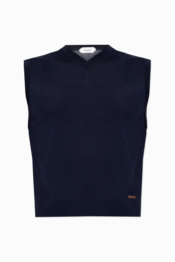 NAVY BLUE Wool sleeveless top