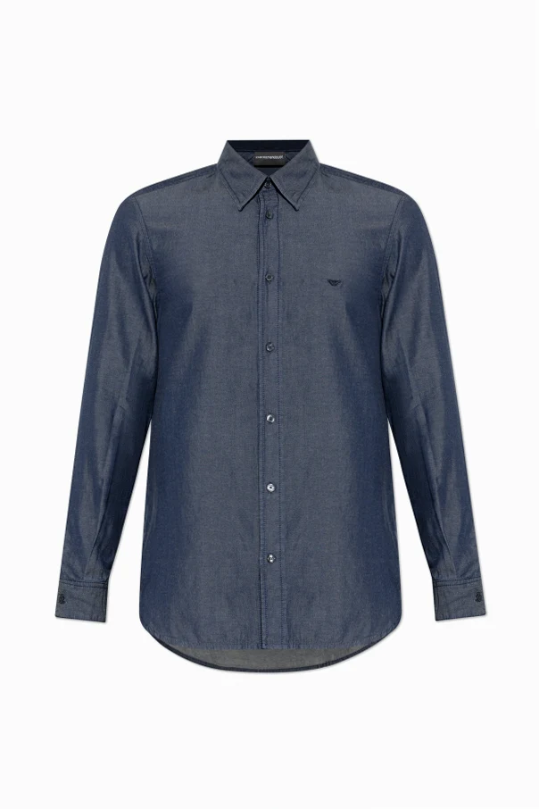 GRANATOWY Koszula z wyszytym logo