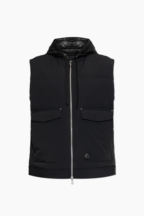 CZARNY Puchowa kamizelka z kapturem