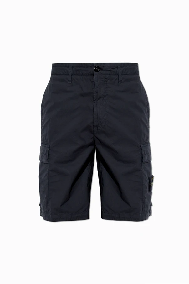 SCHWARZ Cargo-Shorts mit Logo-Aufnäher