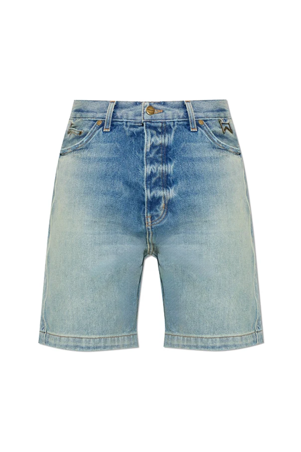 NIEBIESKI Jeansowe szorty z efektem `vintage`