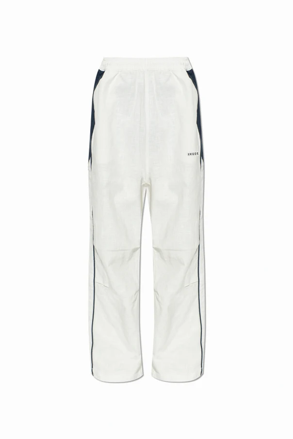 WHITE Linen straight-leg pants
