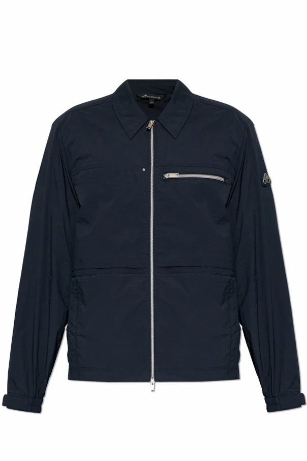 GRANATOWY Lekka kurtka z kołnierzem