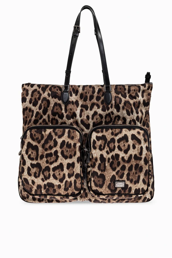 BROWN Shopper bag with animal motif