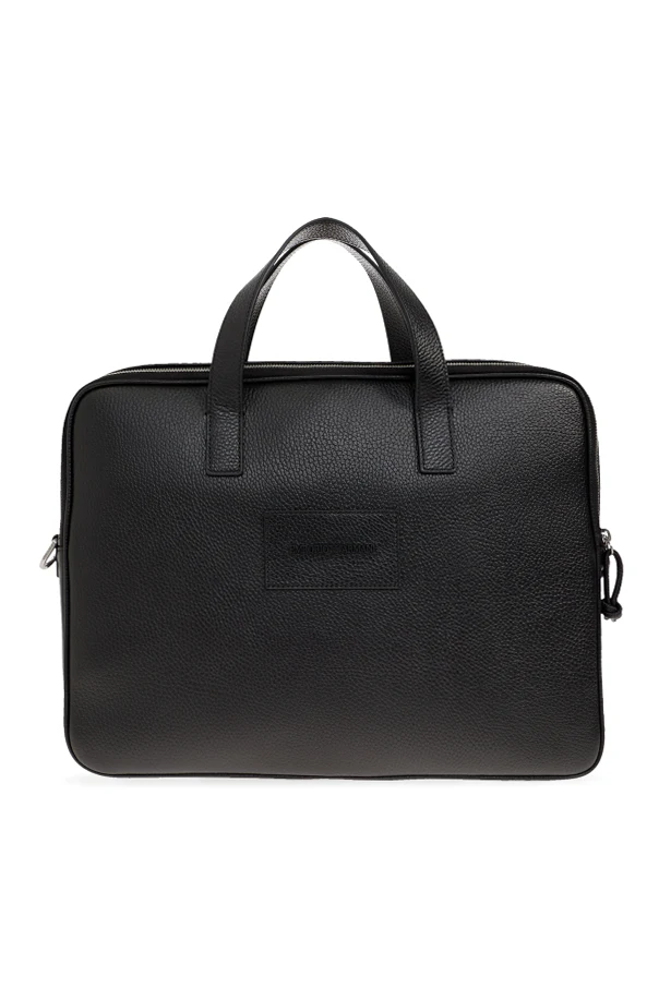 CZARNY Skórzana torba na dokumenty do ręki