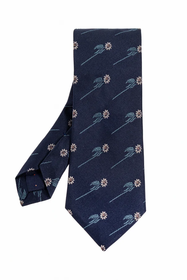 MARINEBLAU Seidenkrawatte mit Blumenmuster