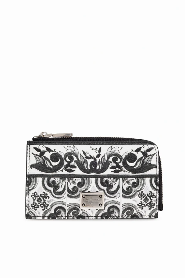 WHITE Card case with "Majolica" print