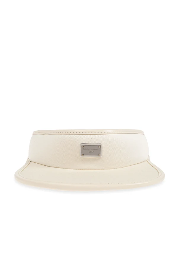 cream Visor with appliqué with engraved logo