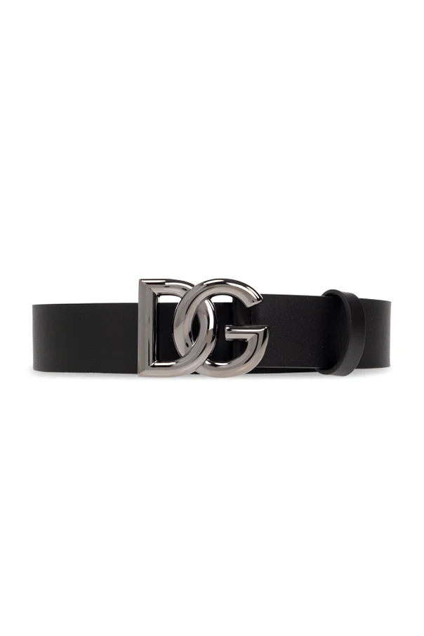 BLACK Leather belt with logo
