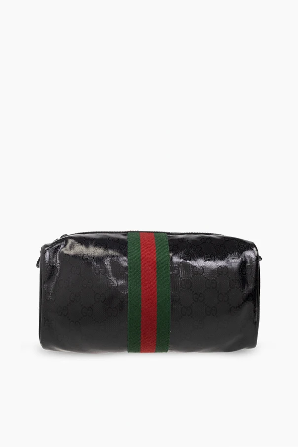BLACK Wash bag with ‘Web’ stripe
