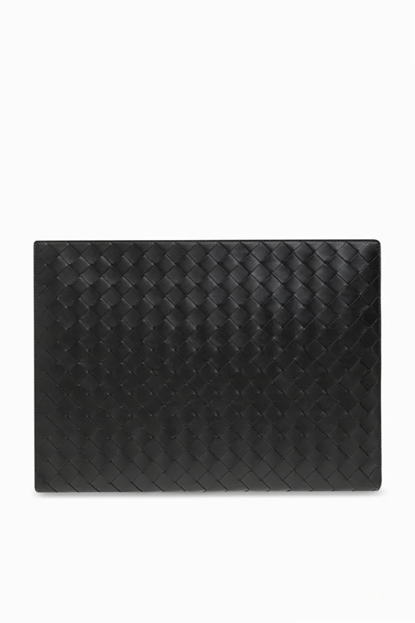 GREEN Intrecciato document case in leather