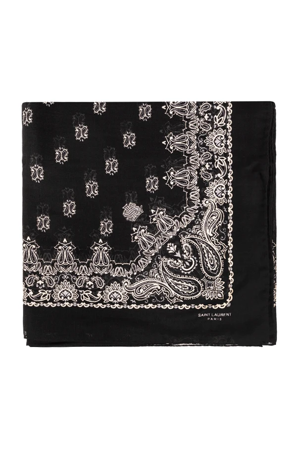 CZARNY Szal z motywem ‘paisley’