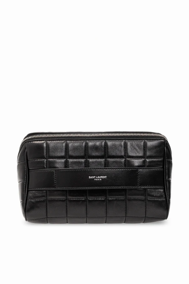 BLACK Leather wash bag