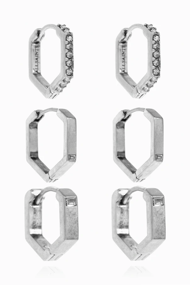 SILVER Set of three pairs of earrings