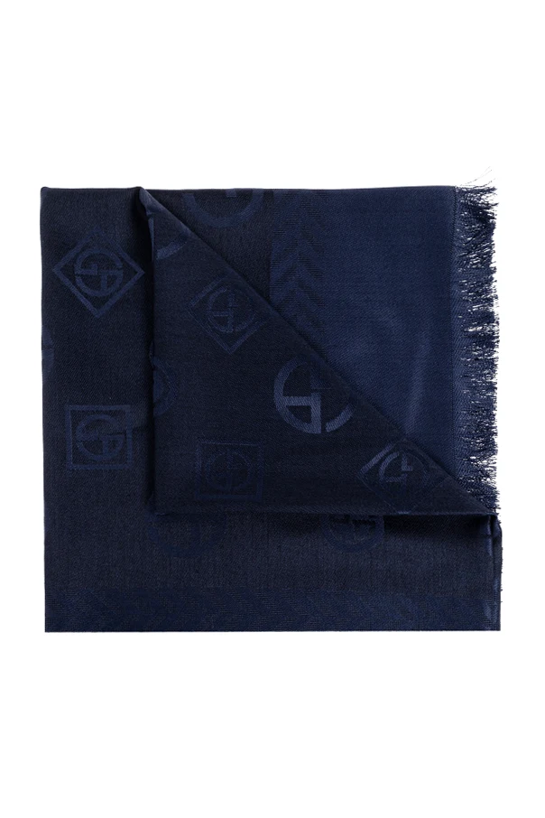 GRANATOWY Szal z monogramem