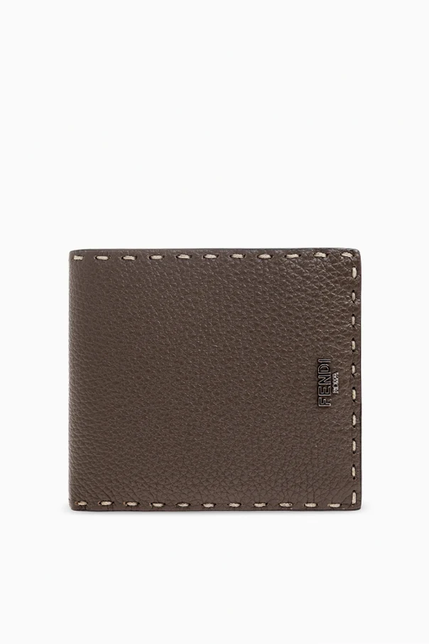 BRAUN Lederportemonnaie mit Applikation in Form des Logos