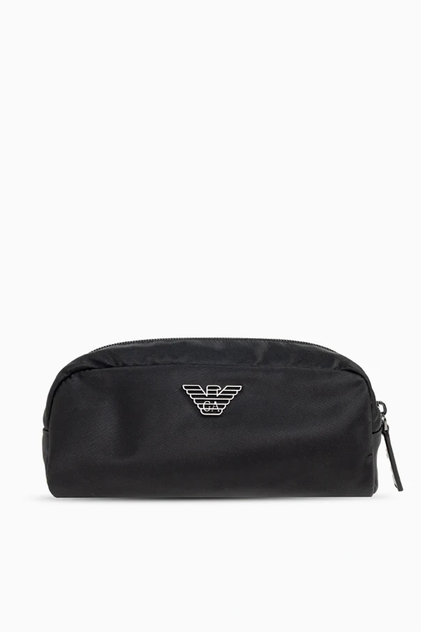 BLACK Cosmetic bag with a logo-shaped appliqué