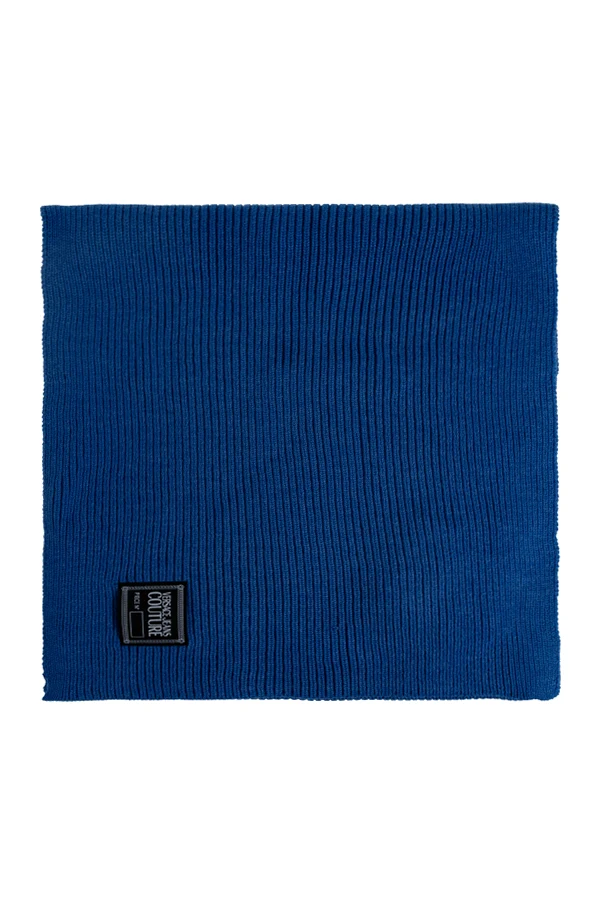 NAVY BLUE Scarf with logo patch