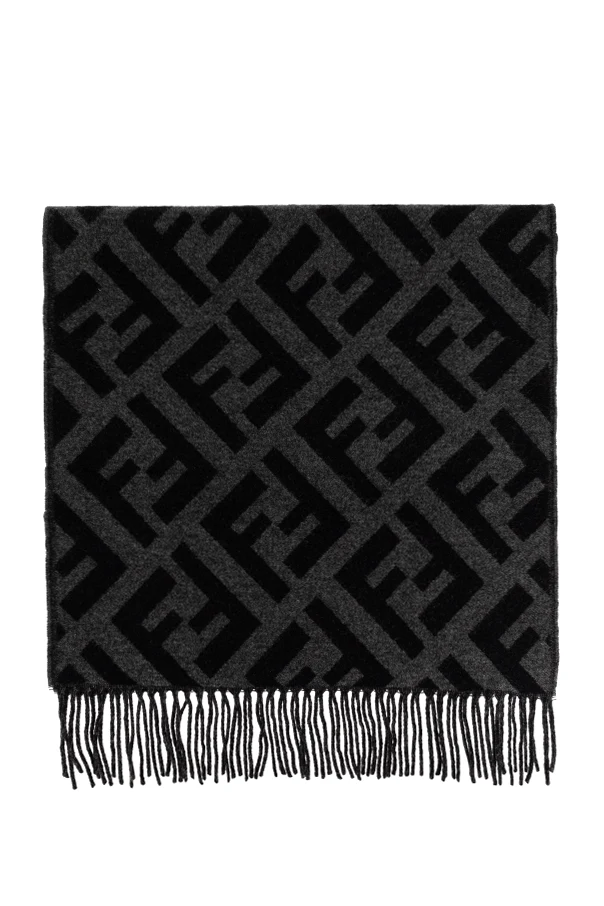 SZARY Kaszmirowy szal z monogramem