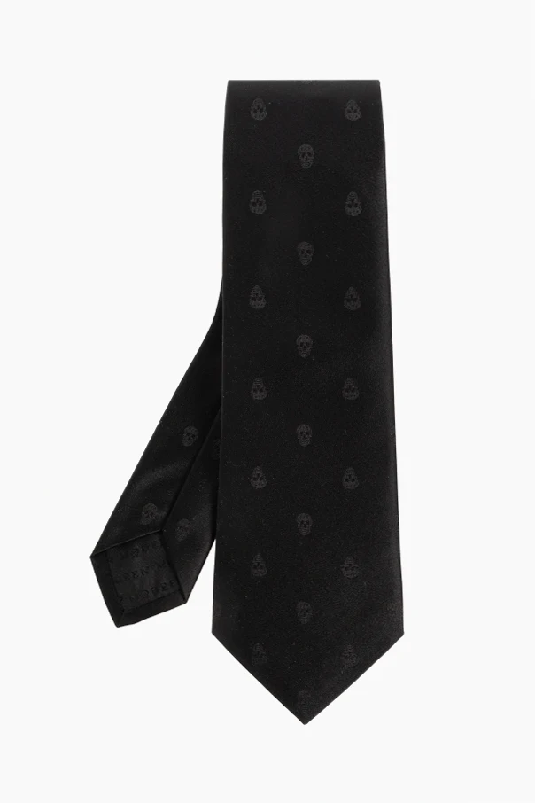 SCHWARZ Seidenkrawatte mit charakteristischem Totenkopf-Motiv