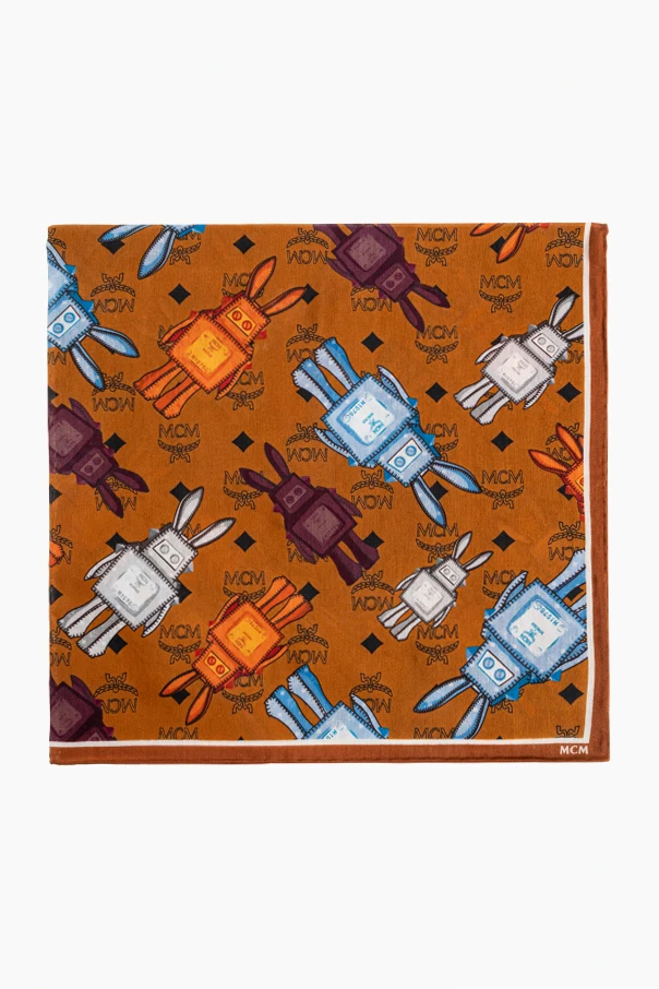 BROWN Cotton scarf with print