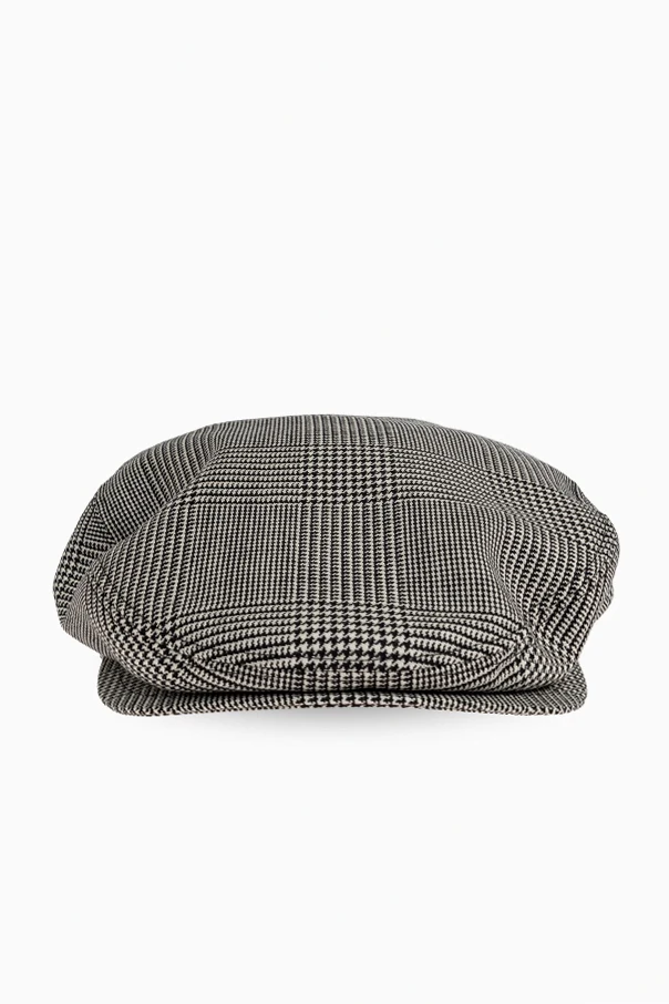 SZARY Wełniany kaszkiet w pepitkę