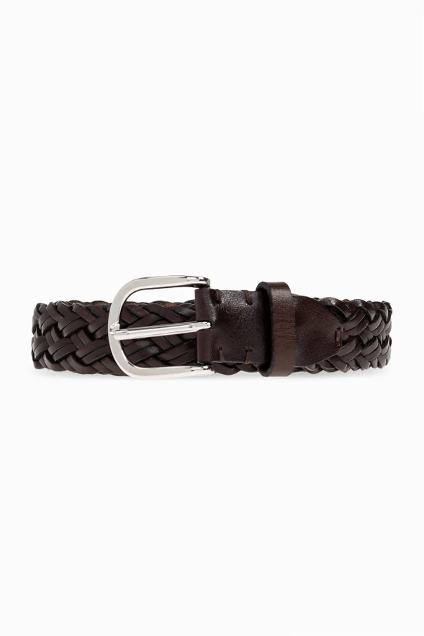 BROWN Braided leather belt