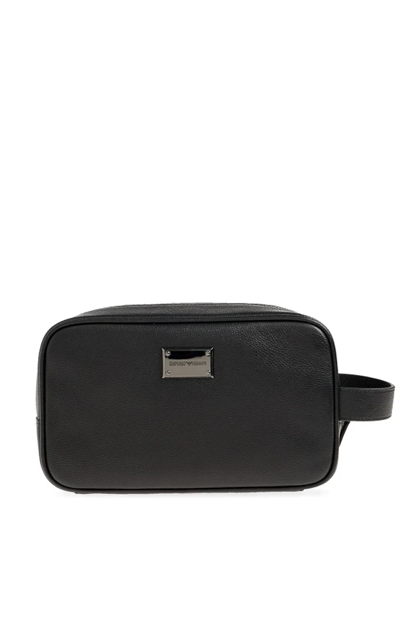 CZARNY Skórzana kosmetyczka