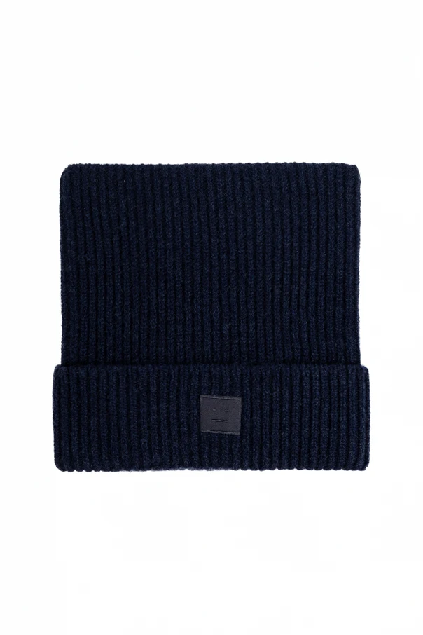 NAVY BLUE Wool beanie with logo