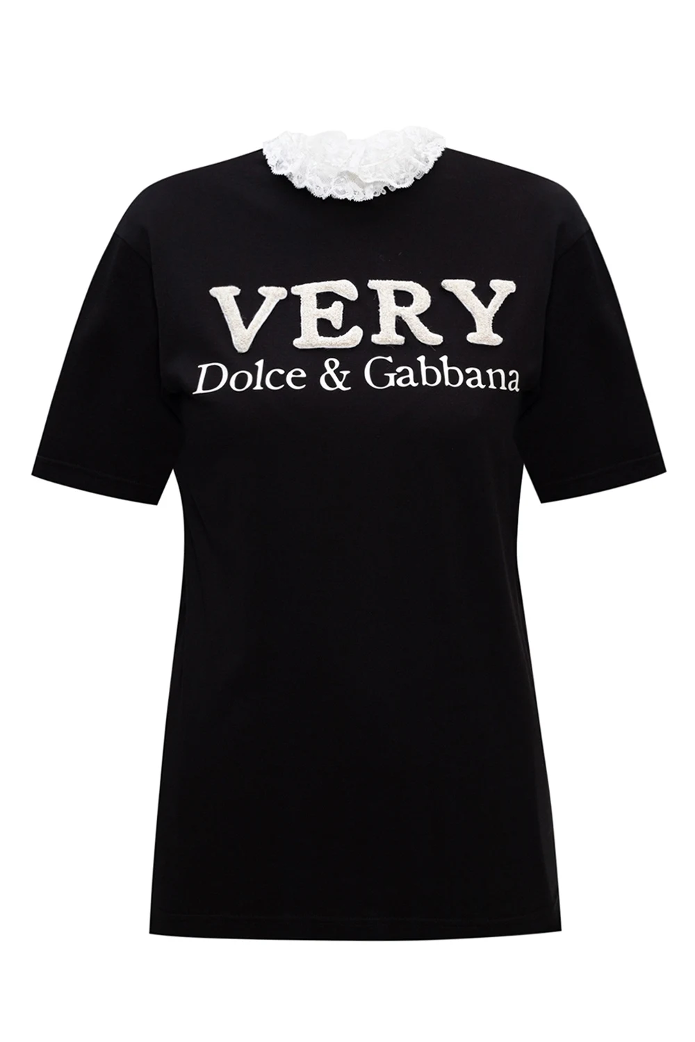 BLACK Lace trim T-shirt
