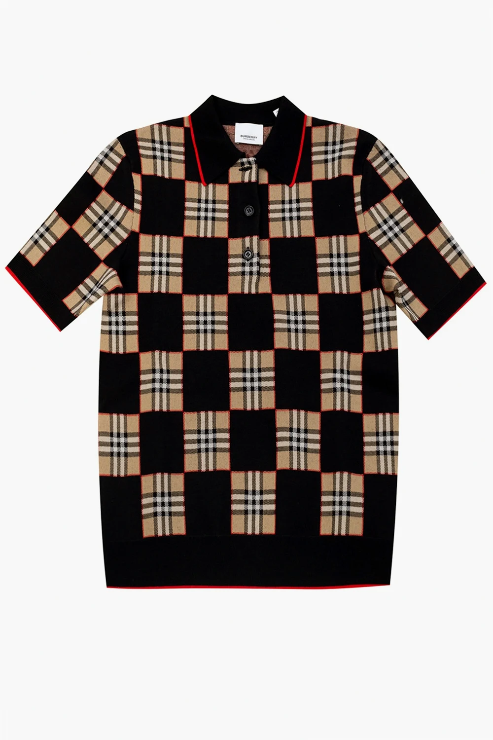 beige Checked polo shirt