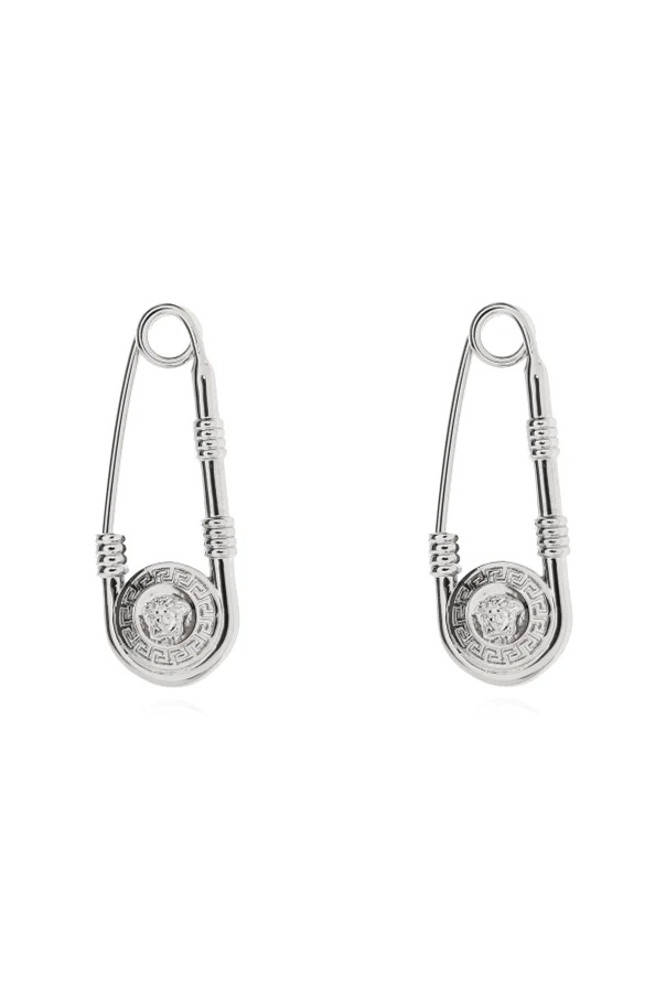 SILVER Safety pin-shaped earrings