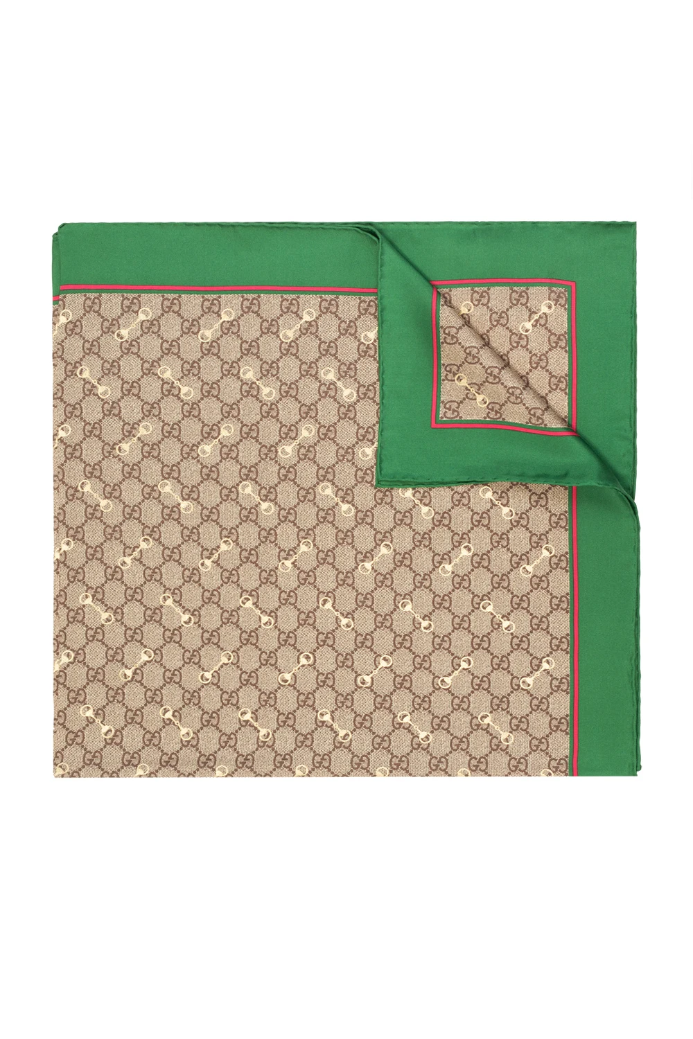 beige Silk scarf with logo