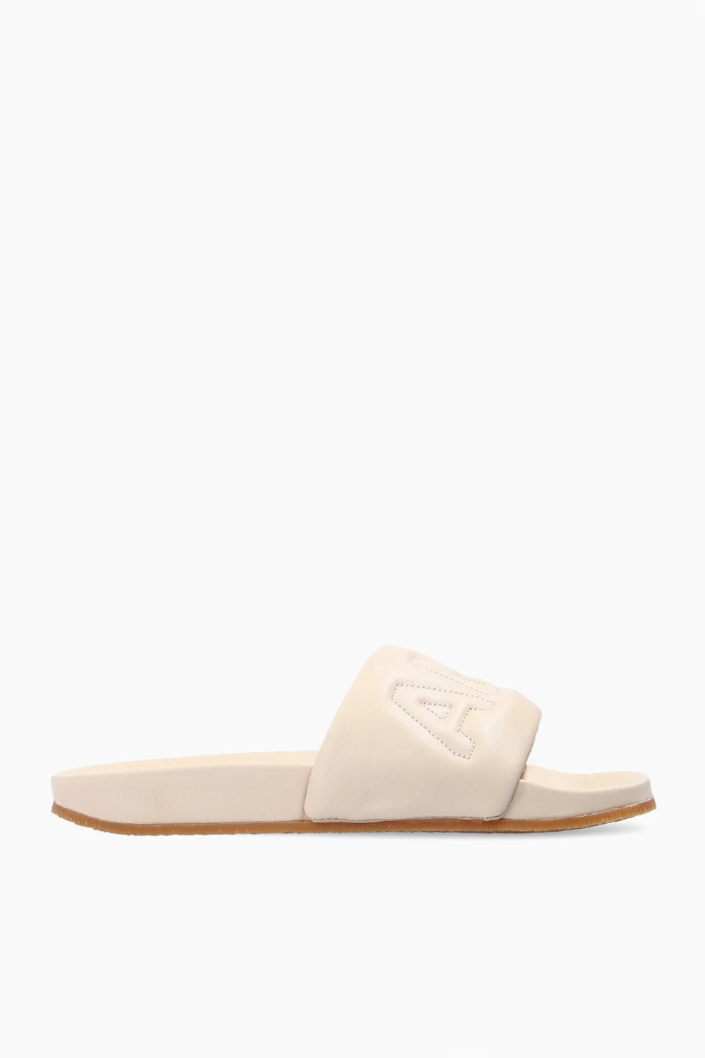 WHITE Leather slides