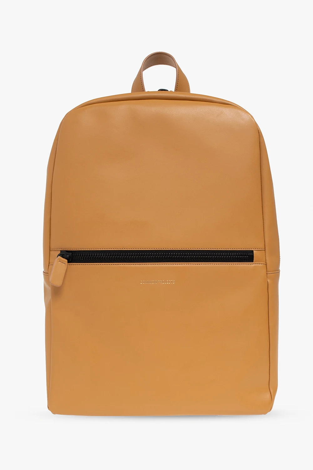 Leather backpack with logo