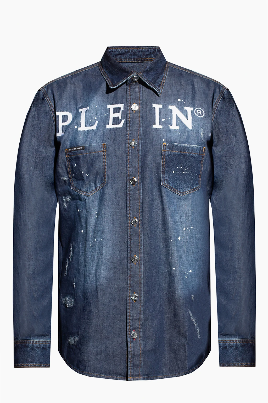 NAVY BLUE Denim shirt with logo