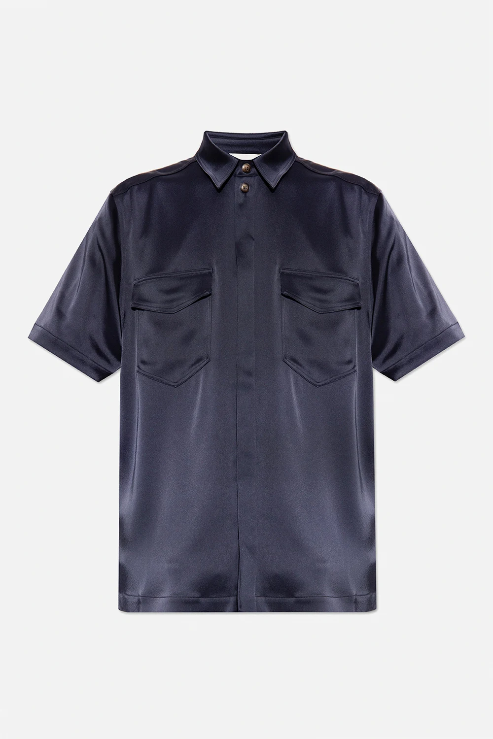 NAVY BLUE ‘Faber’ satin shirt