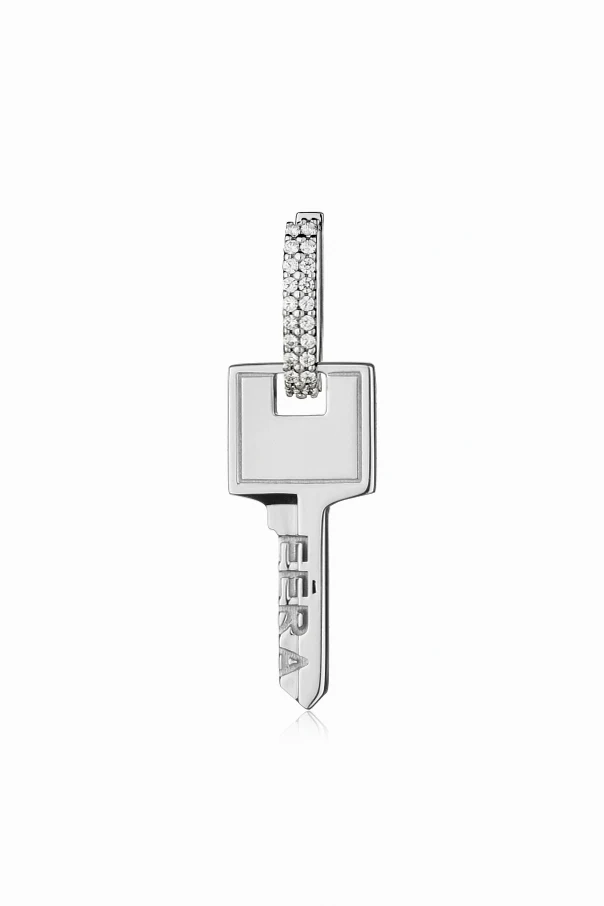 SREBRNY Pojedynczy kolczyk `Key Small`