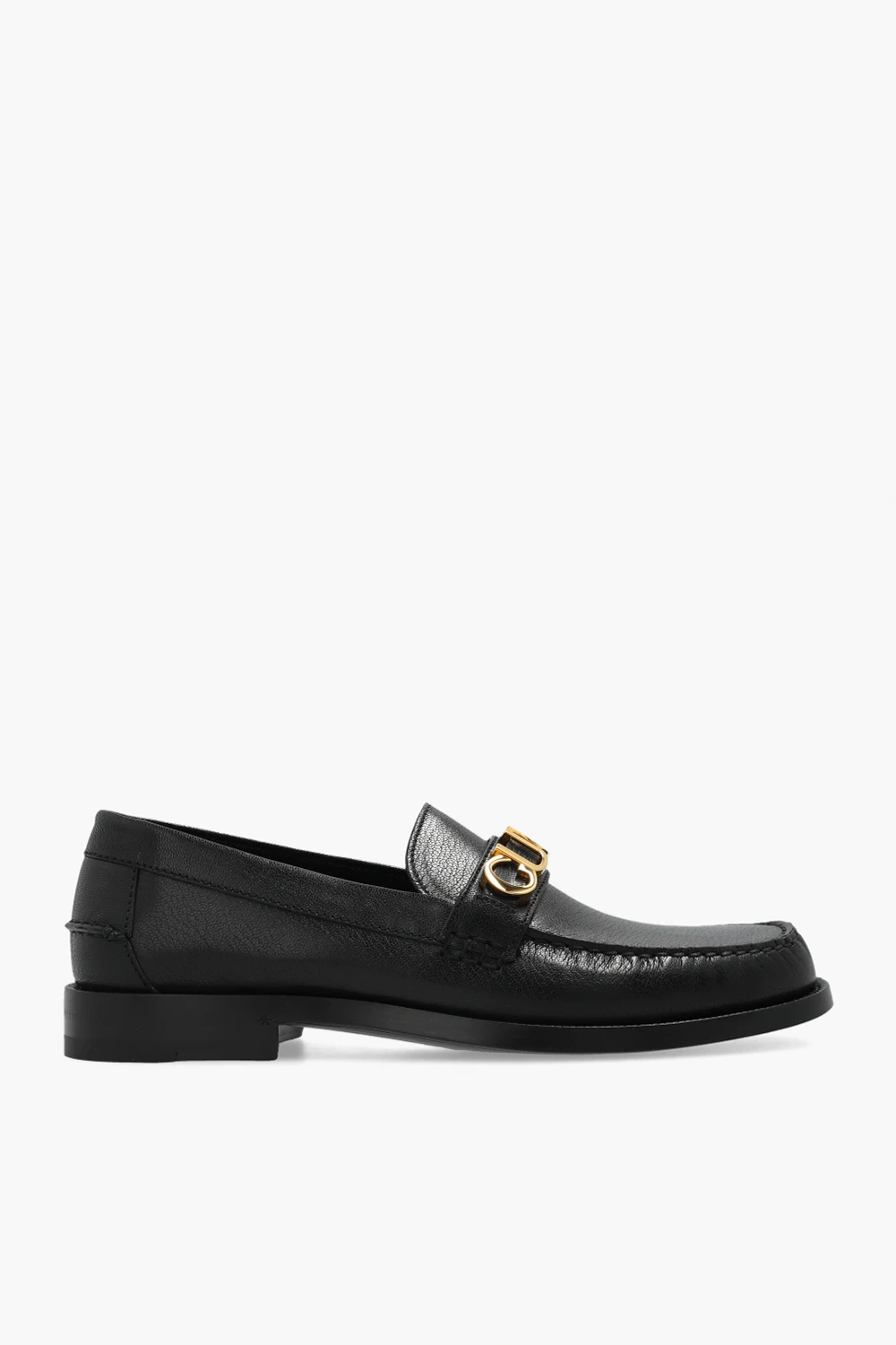 CZARNY Skórzane buty typu 'loafers’