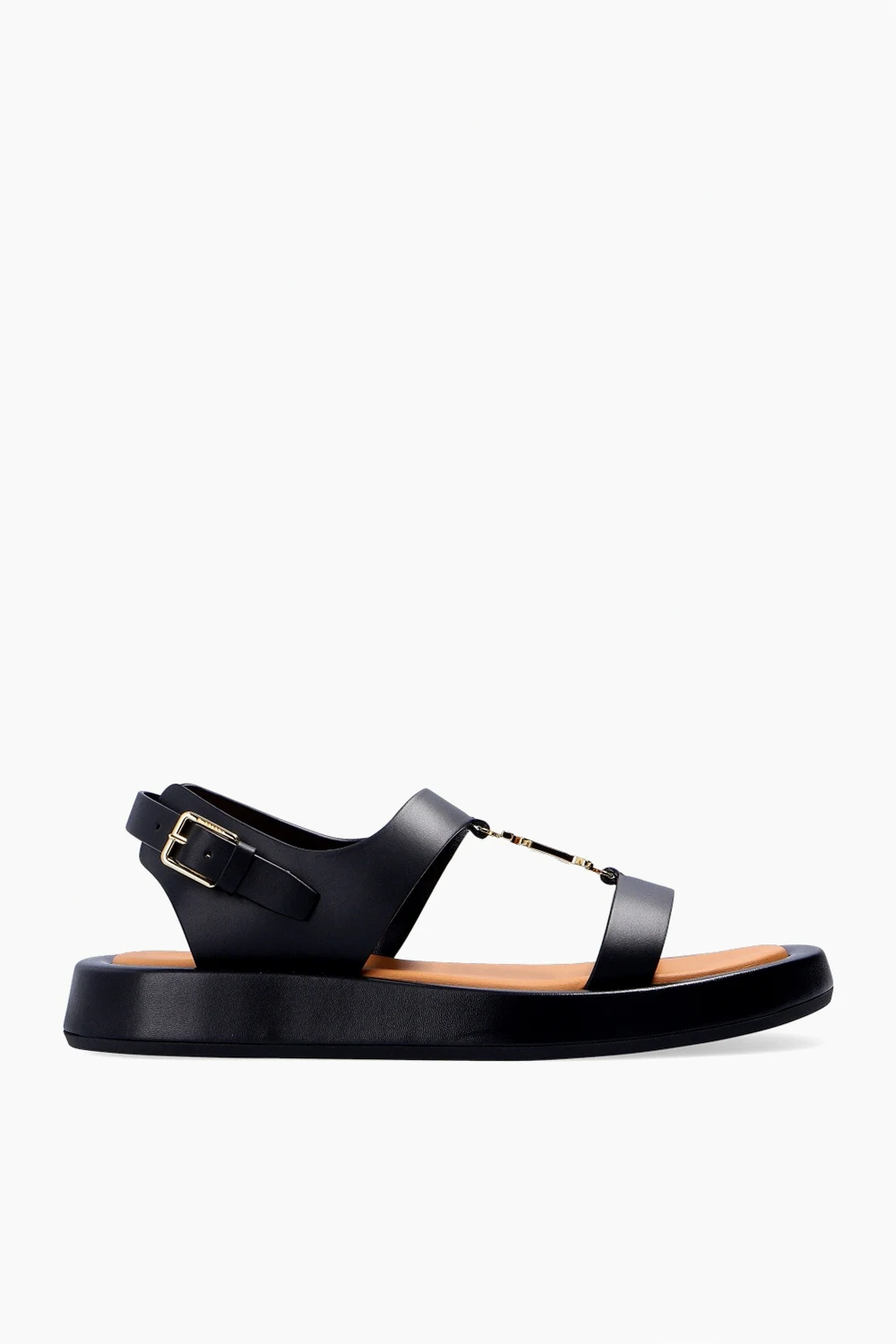 BLACK Leather sandals with logo