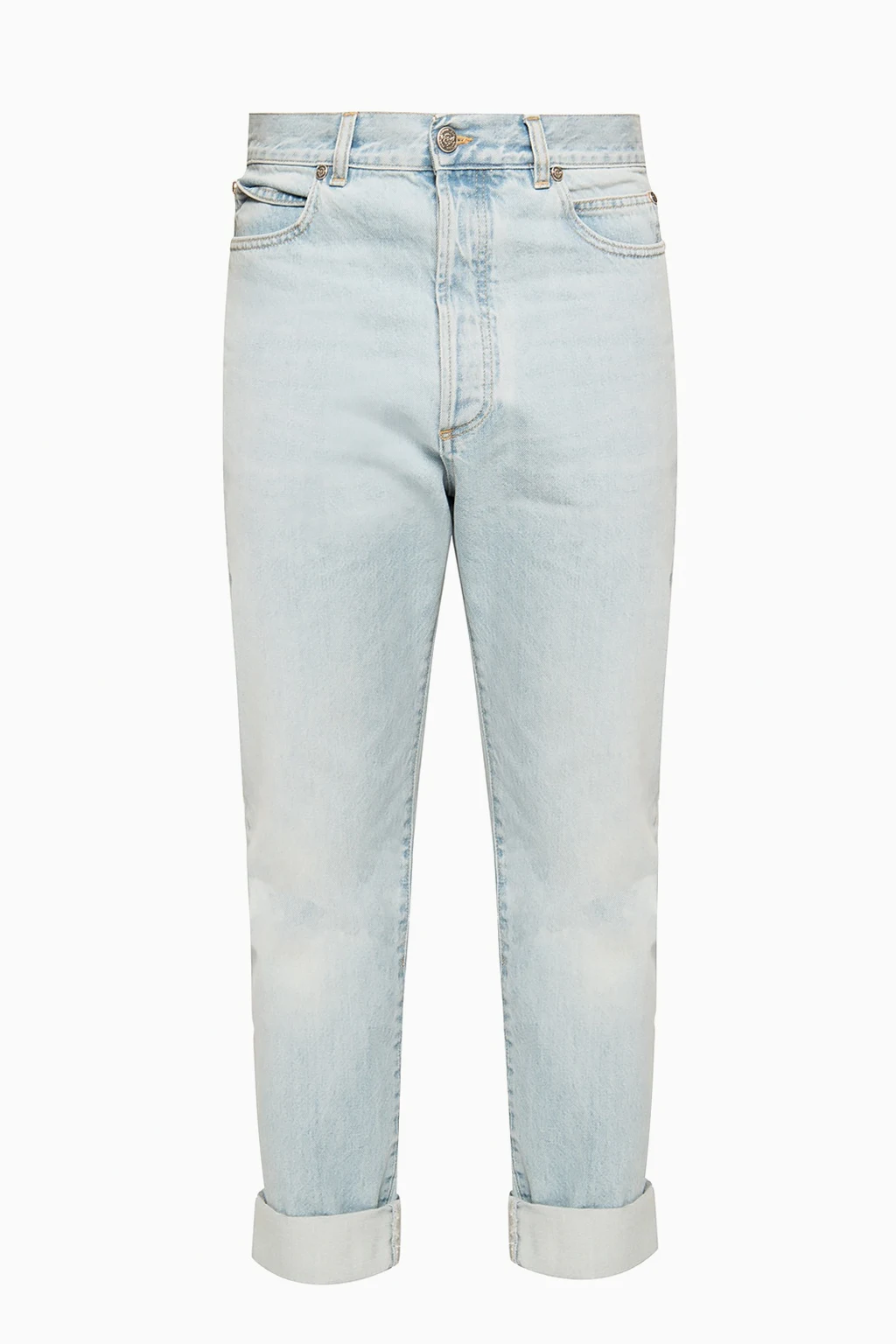 light blue Jeans with turn-up cuffs