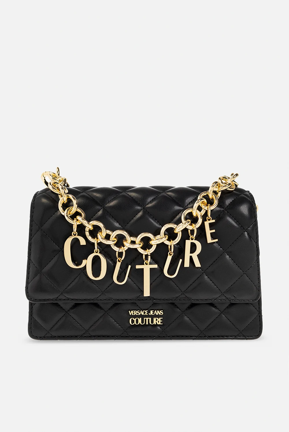BLACK Quilted shoulder bag with logo