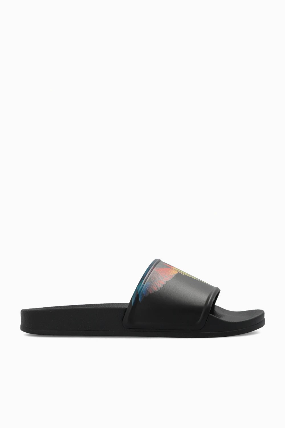 Rubber slides with feather motif