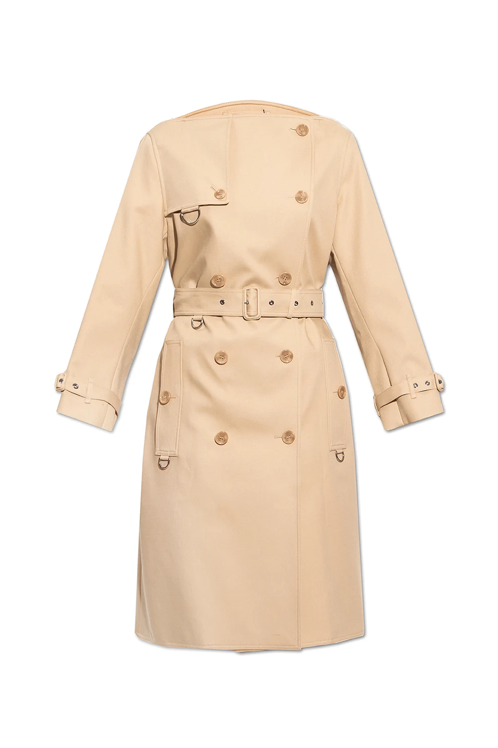 beige Boat neck trench coat