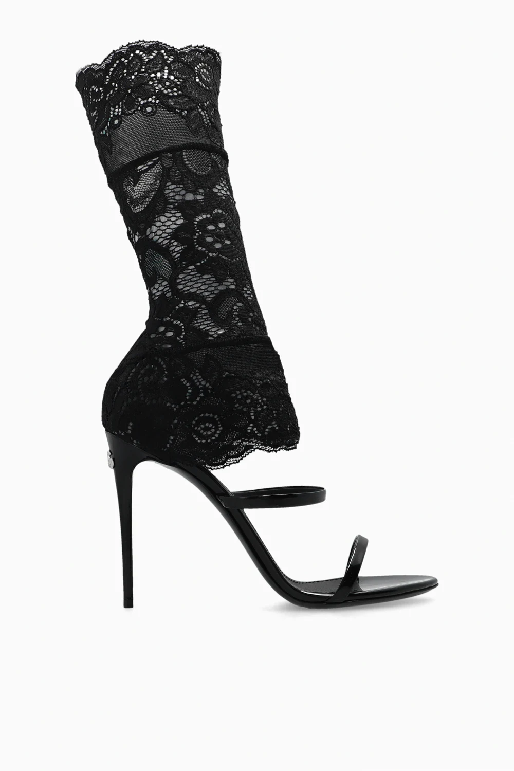BLACK Sandals with lace insert